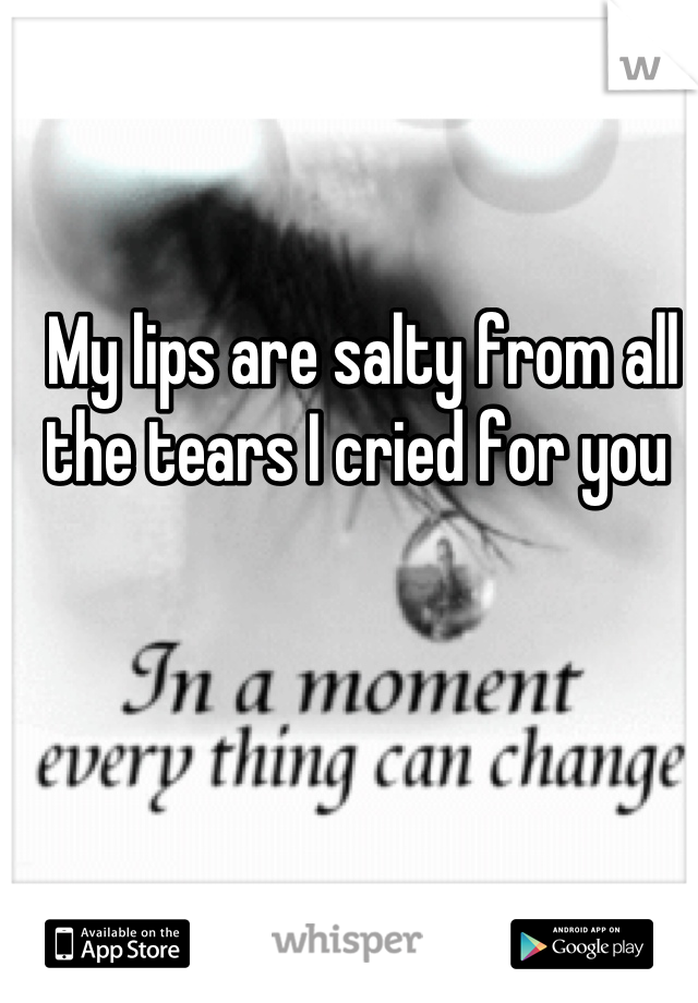 My lips are salty from all the tears I cried for you 