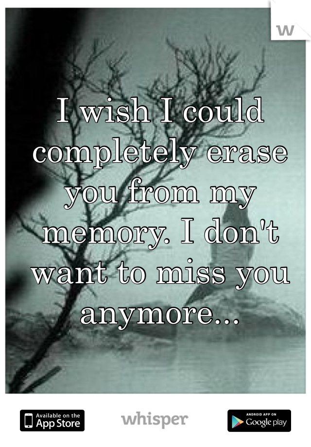 I wish I could completely erase you from my memory. I don't want to miss you anymore...