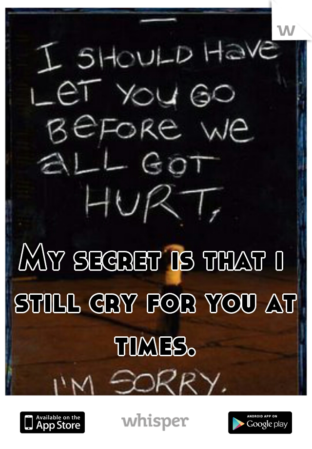 My secret is that i still cry for you at times.