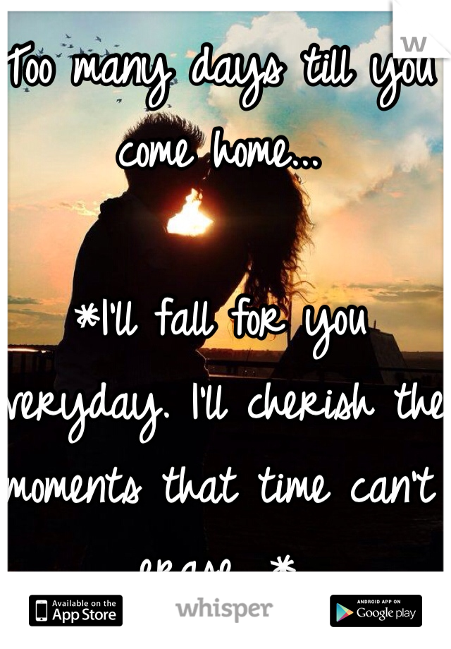 Too many days till you come home...

*I'll fall for you everyday. I'll cherish the moments that time can't erase. *