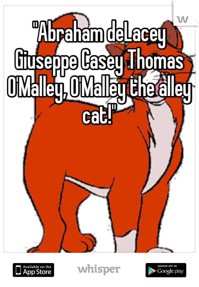 "Abraham deLacey Giuseppe Casey Thomas O'Malley, O'Malley the alley cat!"
