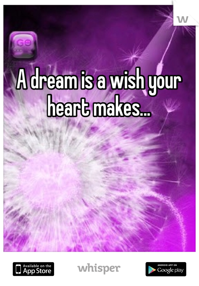 A dream is a wish your heart makes... 