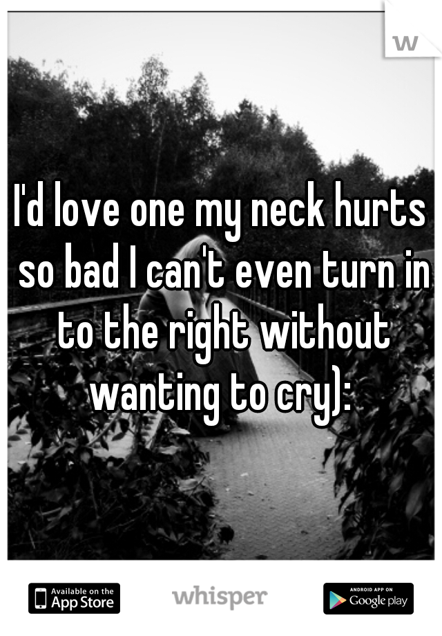 I'd love one my neck hurts so bad I can't even turn in to the right without wanting to cry): 