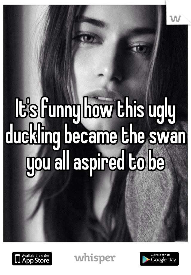 It's funny how this ugly duckling became the swan you all aspired to be