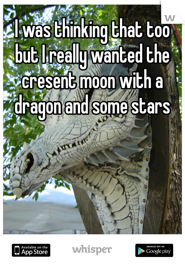 I was thinking that too but I really wanted the cresent moon with a dragon and some stars 