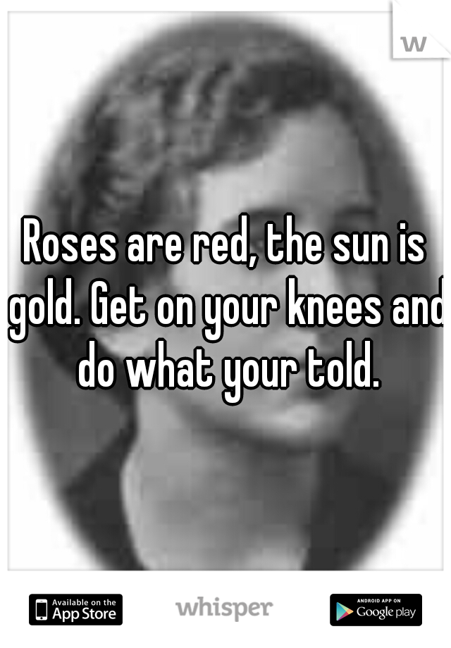 Roses are red, the sun is gold. Get on your knees and do what your told.