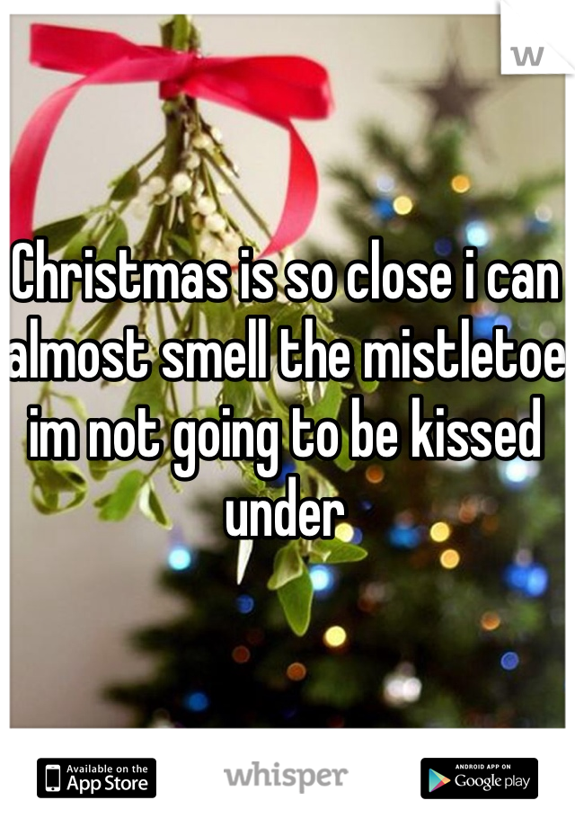 Christmas is so close i can almost smell the mistletoe im not going to be kissed under