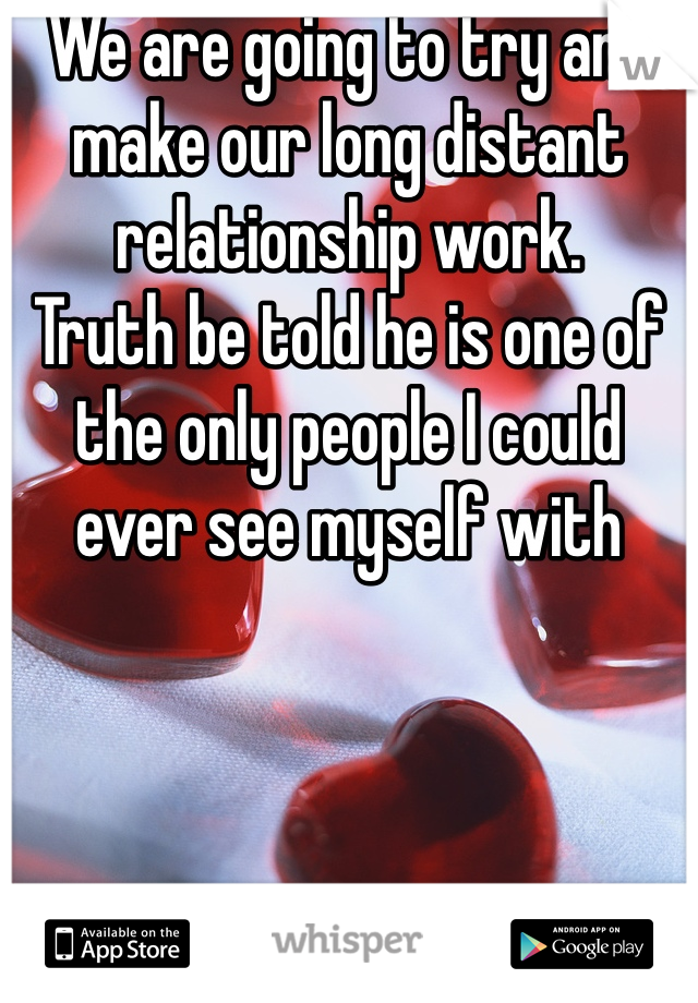 We are going to try and make our long distant relationship work. 
Truth be told he is one of the only people I could ever see myself with 