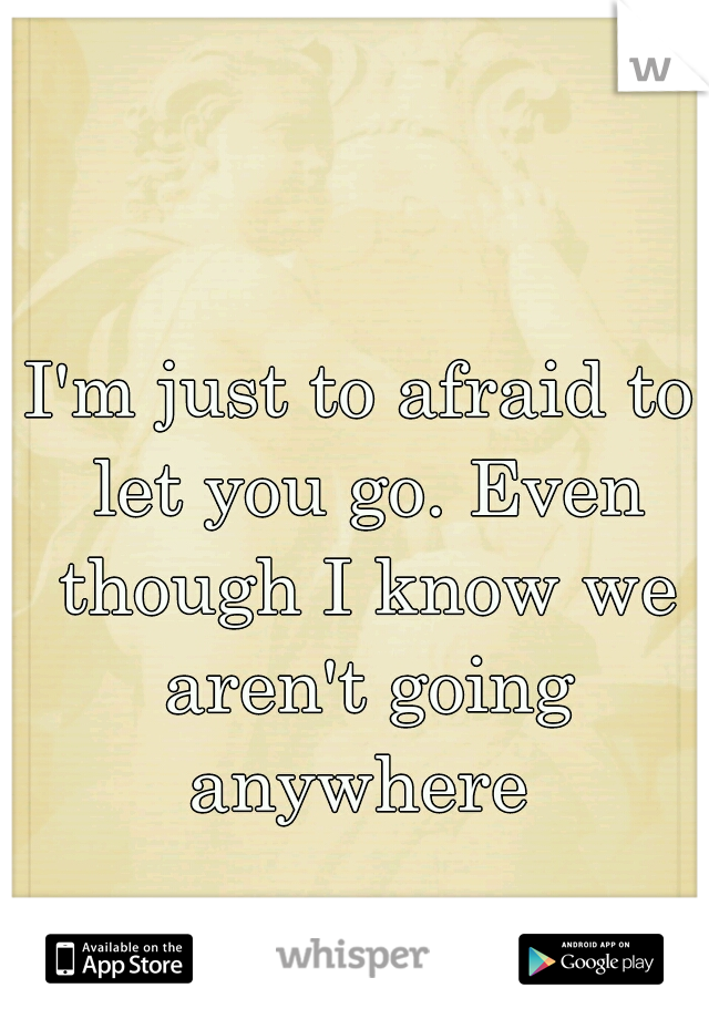 I'm just to afraid to let you go. Even though I know we aren't going anywhere 