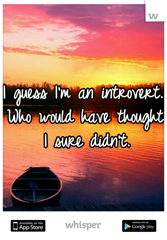 I guess I'm an introvert. Who would have thought. I sure didn't.