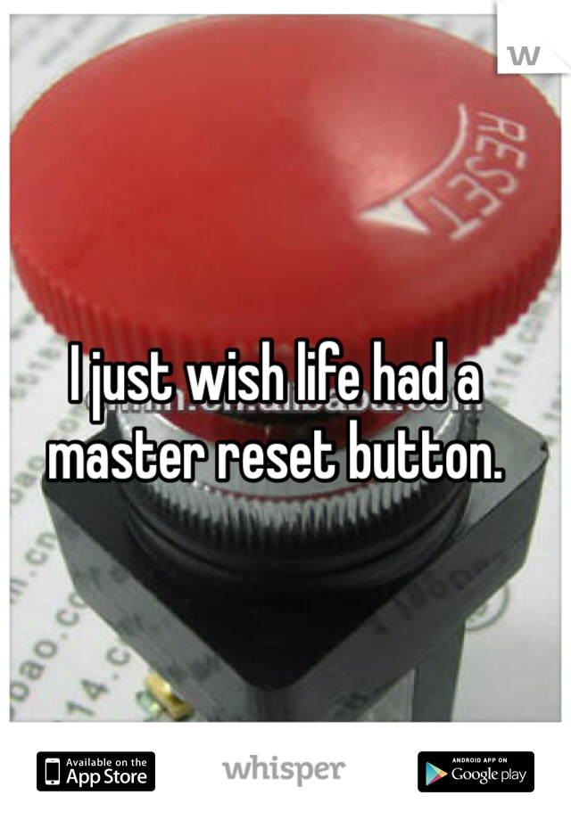 I just wish life had a master reset button. 