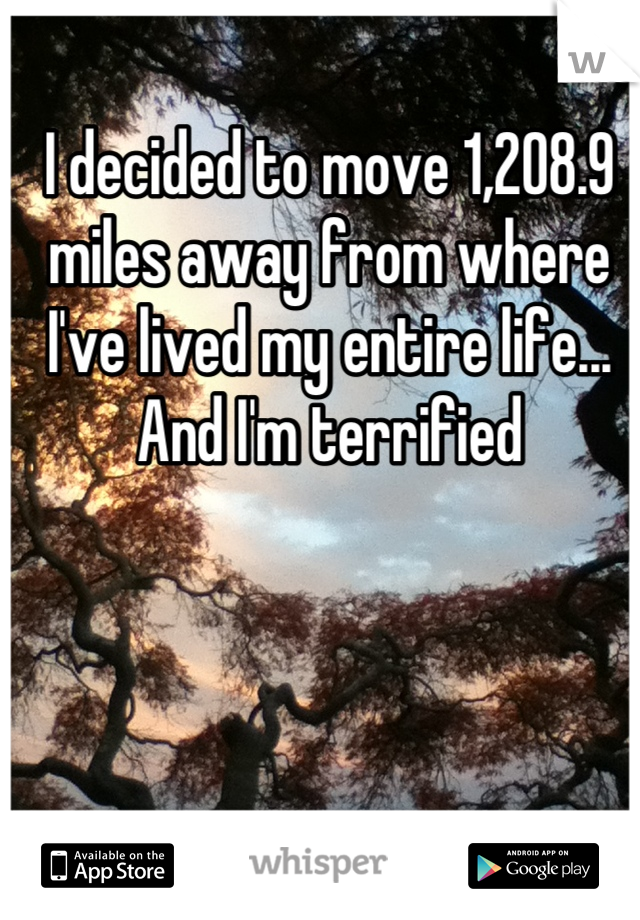 I decided to move 1,208.9 miles away from where I've lived my entire life... And I'm terrified