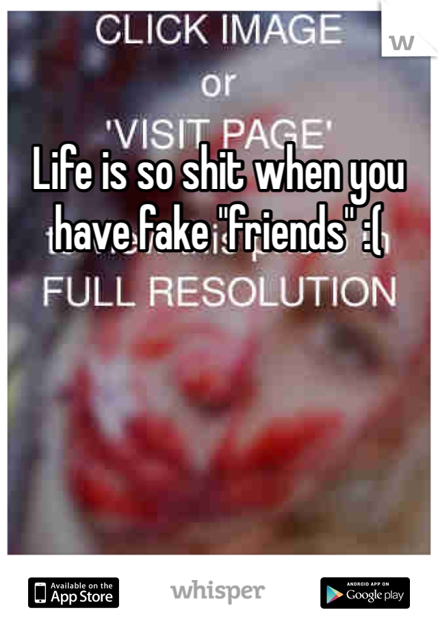 Life is so shit when you have fake "friends" :(