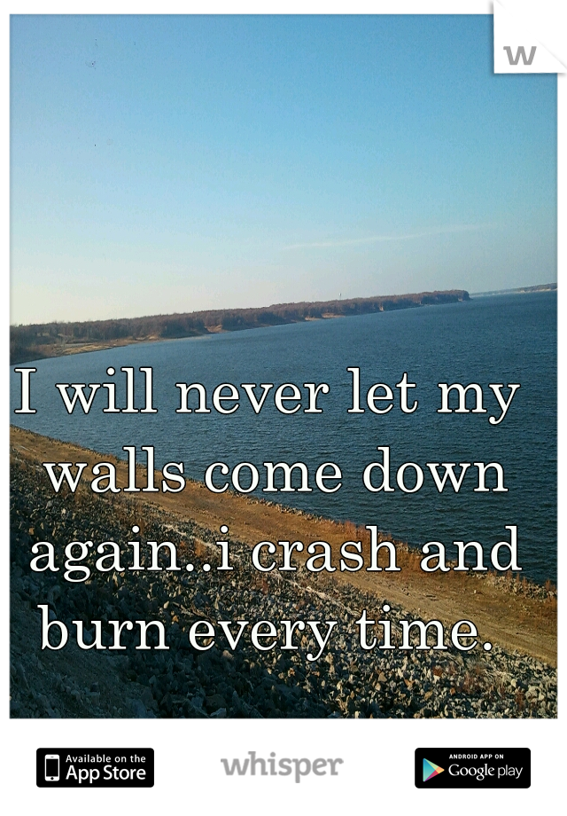 I will never let my walls come down again..i crash and burn every time. 