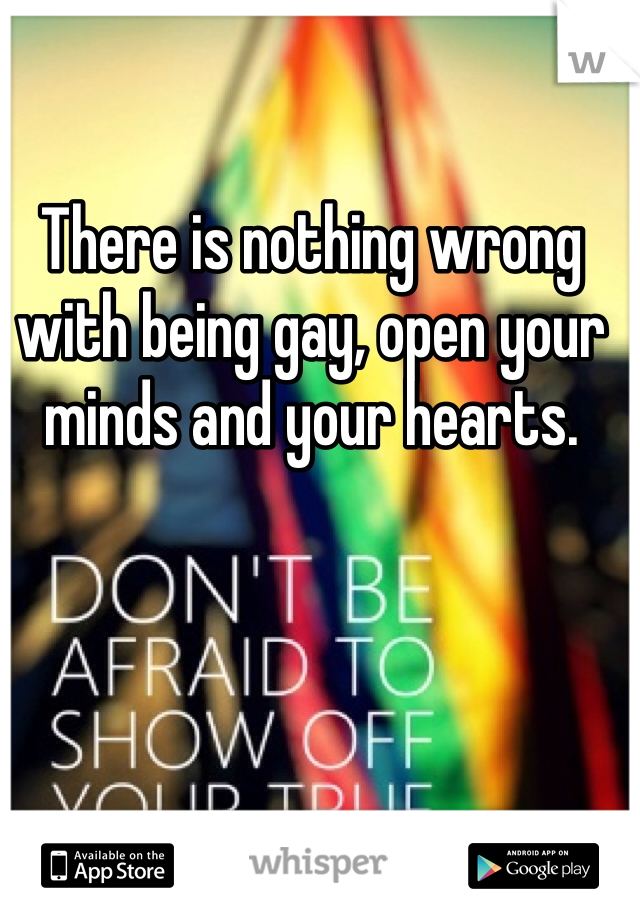 There is nothing wrong with being gay, open your minds and your hearts. 