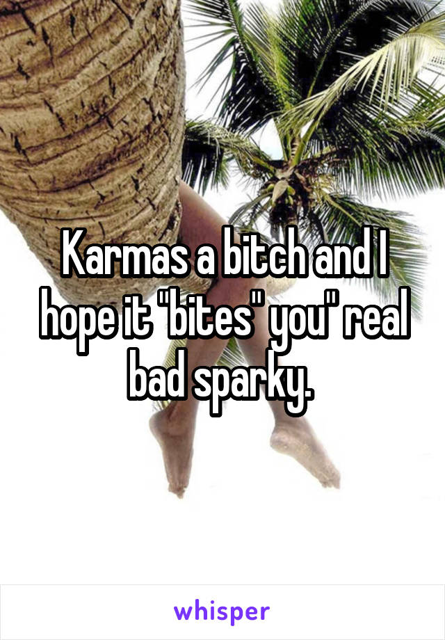 Karmas a bitch and I hope it "bites" you" real bad sparky. 