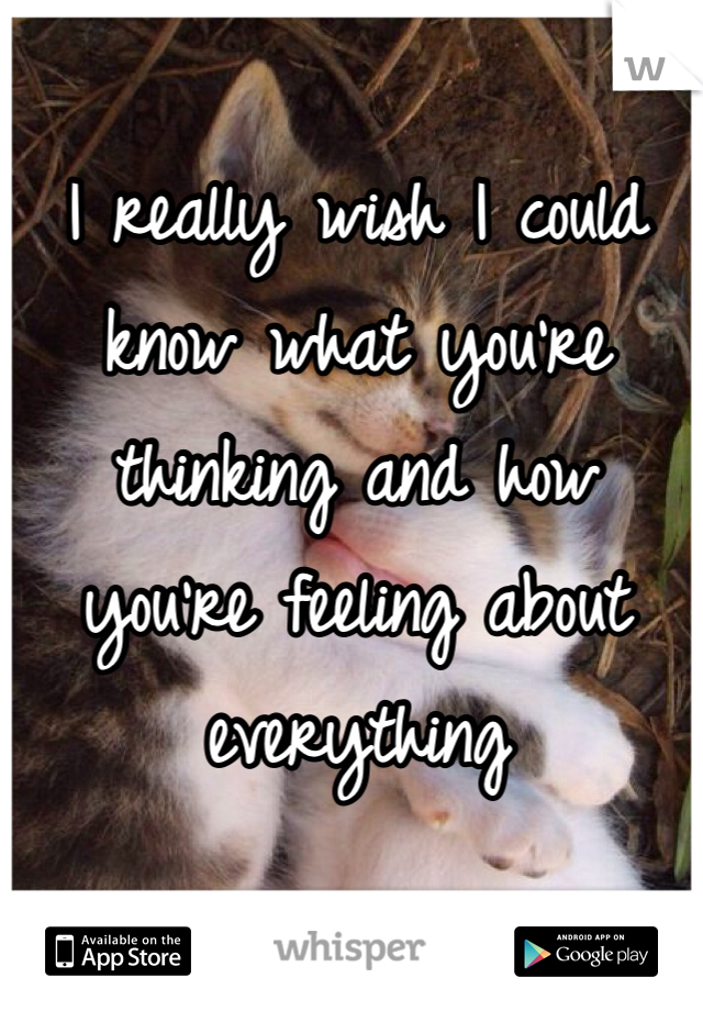 I really wish I could know what you're thinking and how you're feeling about everything 