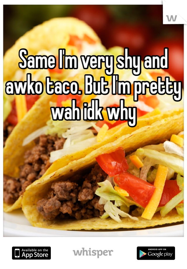 Same I'm very shy and awko taco. But I'm pretty wah idk why 