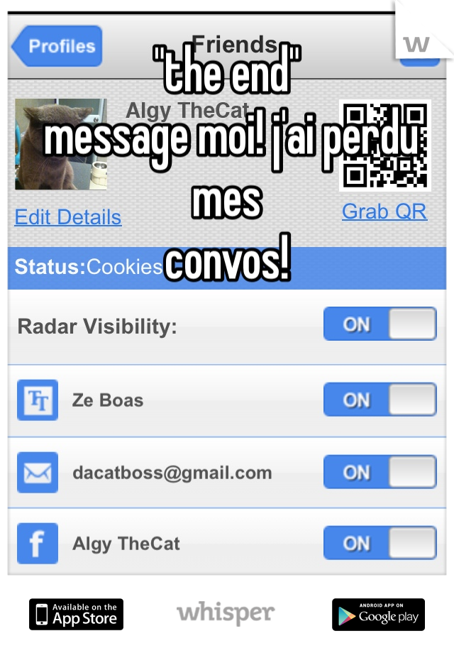 "the end" 
 message moi! j'ai perdu mes
convos!