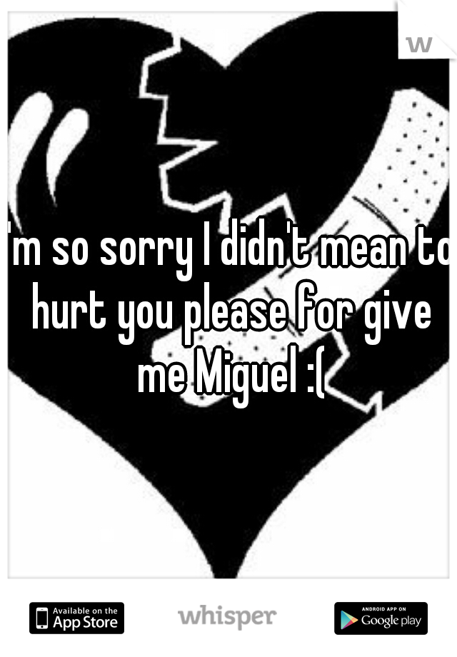 I'm so sorry I didn't mean to hurt you please for give me Miguel :(