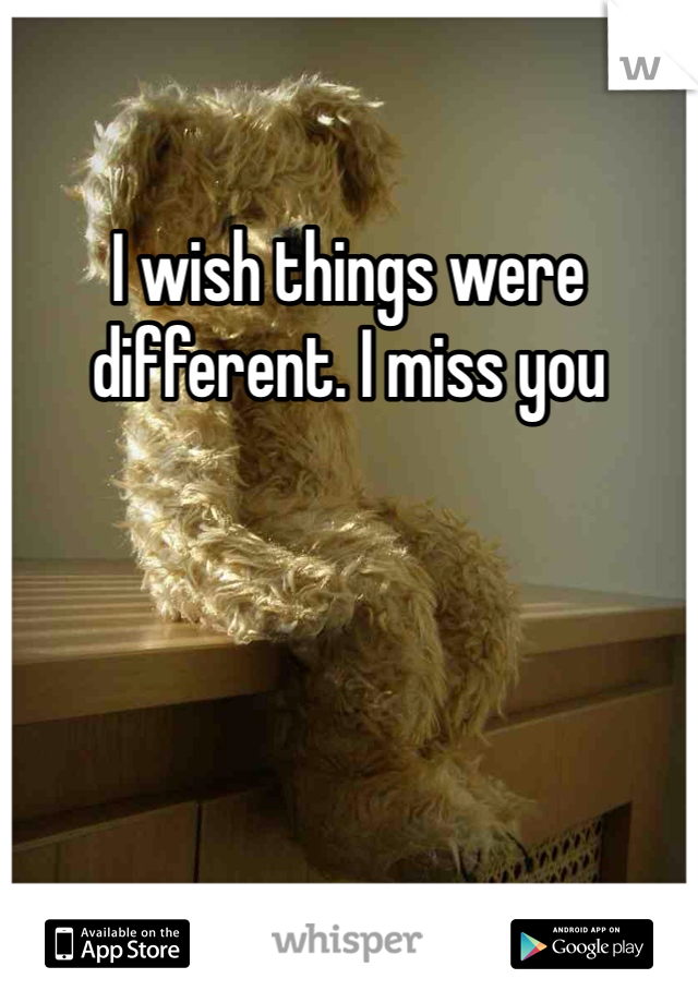 I wish things were different. I miss you