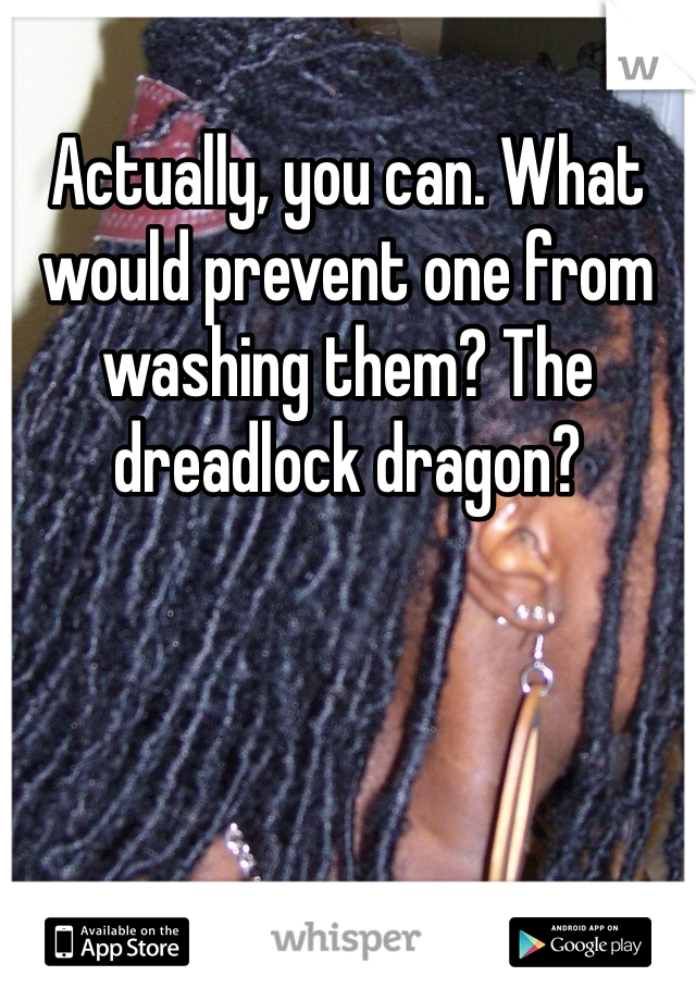 Actually, you can. What would prevent one from washing them? The dreadlock dragon?