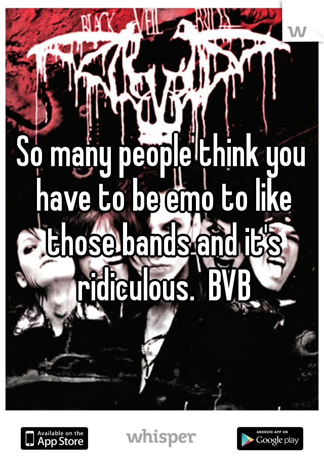 So many people think you have to be emo to like those bands and it's ridiculous.  BVB