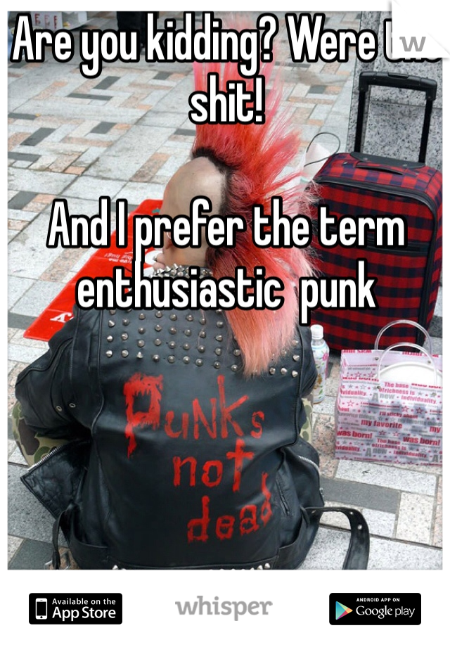 Are you kidding? Were the shit!

And I prefer the term enthusiastic  punk