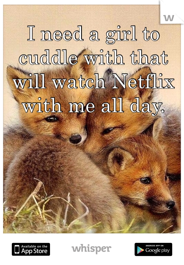 I need a girl to cuddle with that will watch Netflix with me all day. 