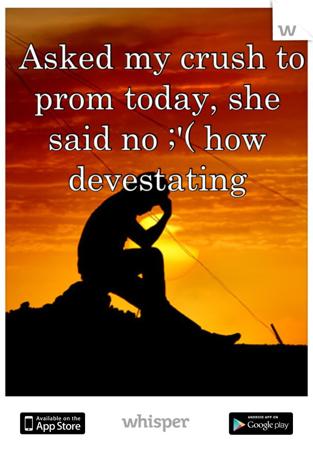  Asked my crush to prom today, she said no ;'( how devestating