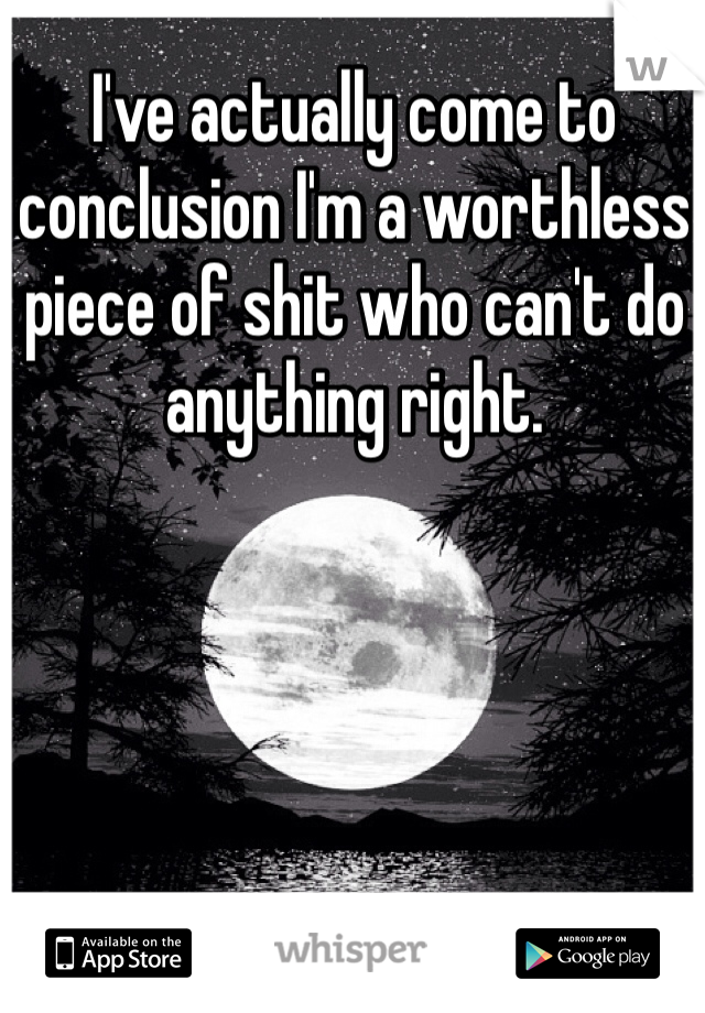 I've actually come to conclusion I'm a worthless piece of shit who can't do anything right.