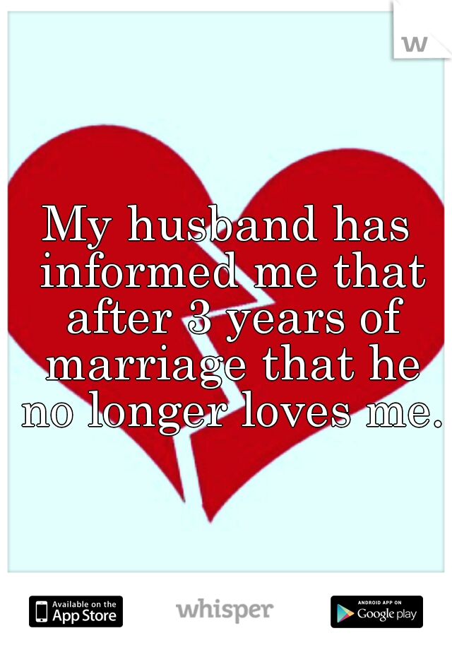 My husband has informed me that after 3 years of marriage that he no longer loves me.