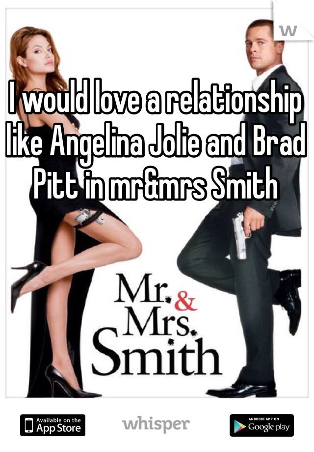 I would love a relationship like Angelina Jolie and Brad Pitt in mr&mrs Smith