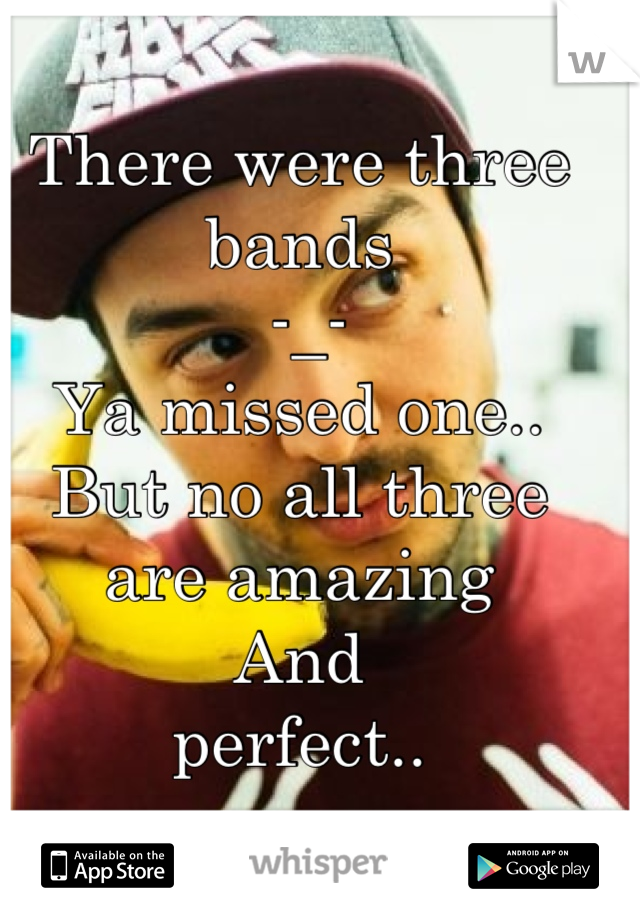 There were three bands
 -_- 
Ya missed one..
But no all three
are amazing 
And
perfect..