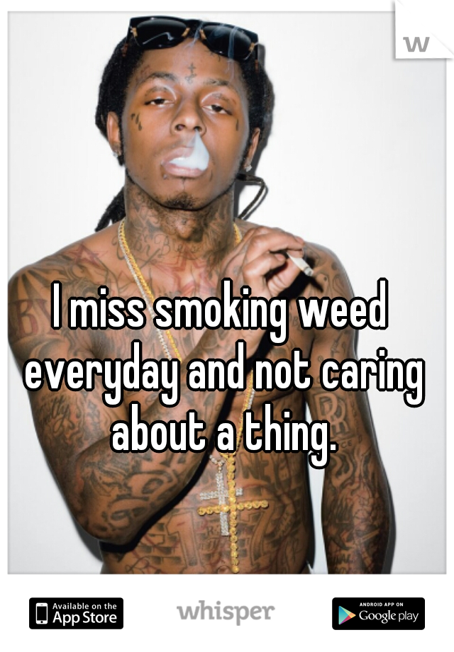 I miss smoking weed everyday and not caring about a thing.