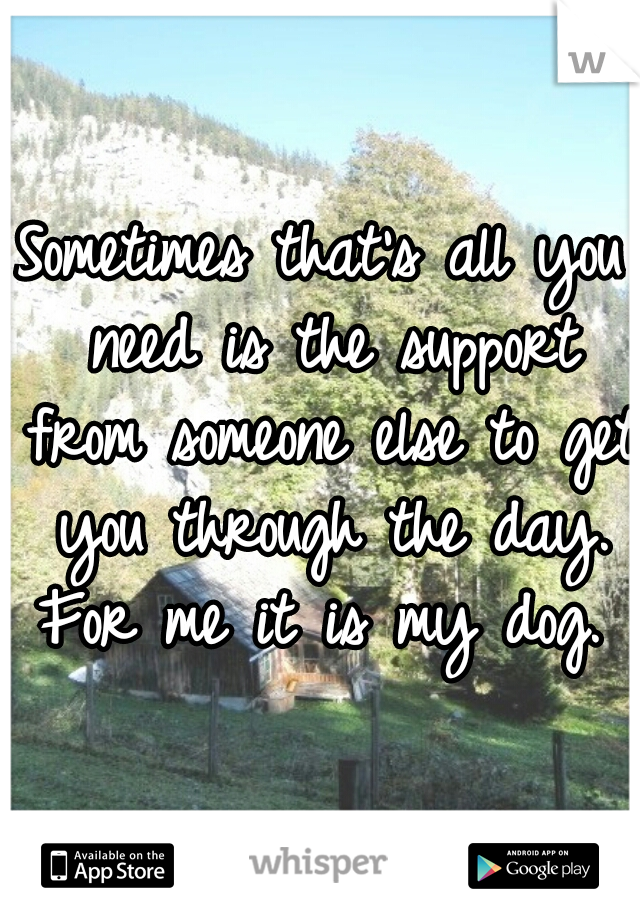 Sometimes that's all you need is the support from someone else to get you through the day. For me it is my dog. ?
