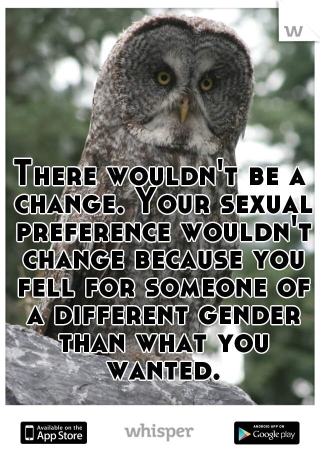 There wouldn't be a change. Your sexual preference wouldn't change because you fell for someone of a different gender than what you wanted.
