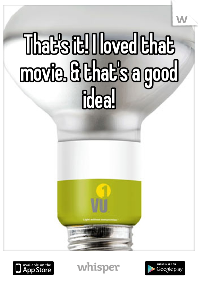 That's it! I loved that movie. & that's a good idea! 