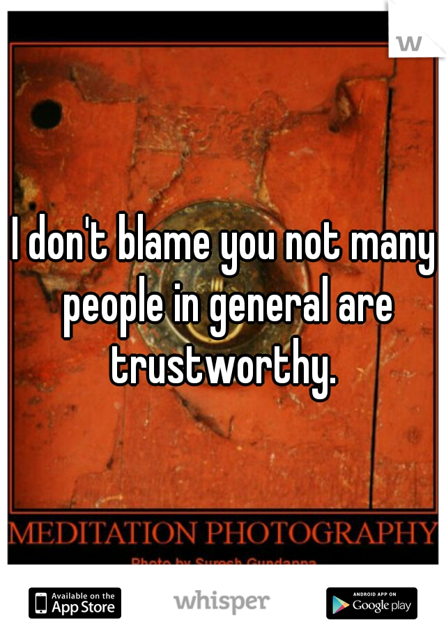 I don't blame you not many people in general are trustworthy. 