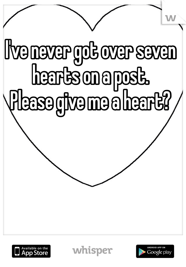I've never got over seven hearts on a post.
Please give me a heart?