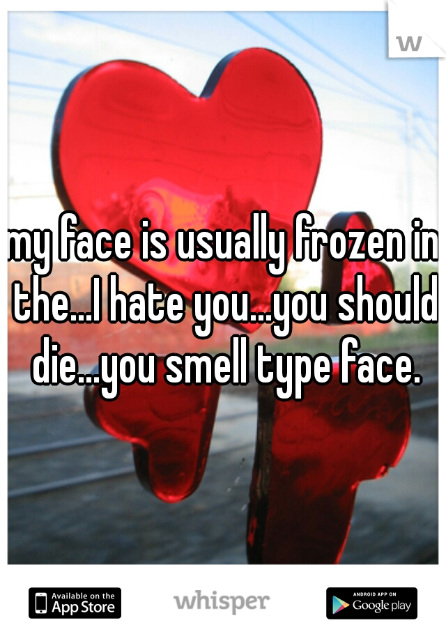 my face is usually frozen in the...I hate you...you should die...you smell type face.