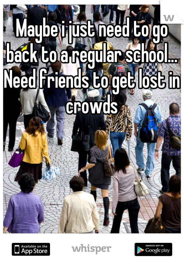 Maybe i just need to go back to a regular school... Need friends to get lost in crowds