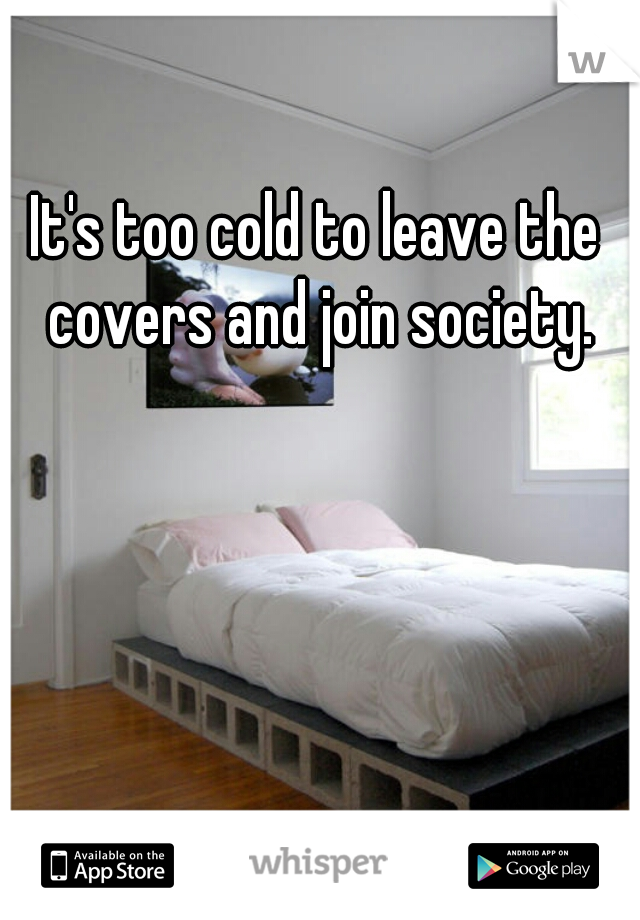 It's too cold to leave the covers and join society.
