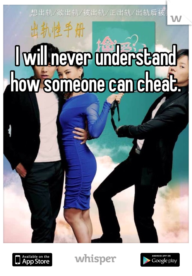 I will never understand how someone can cheat. 