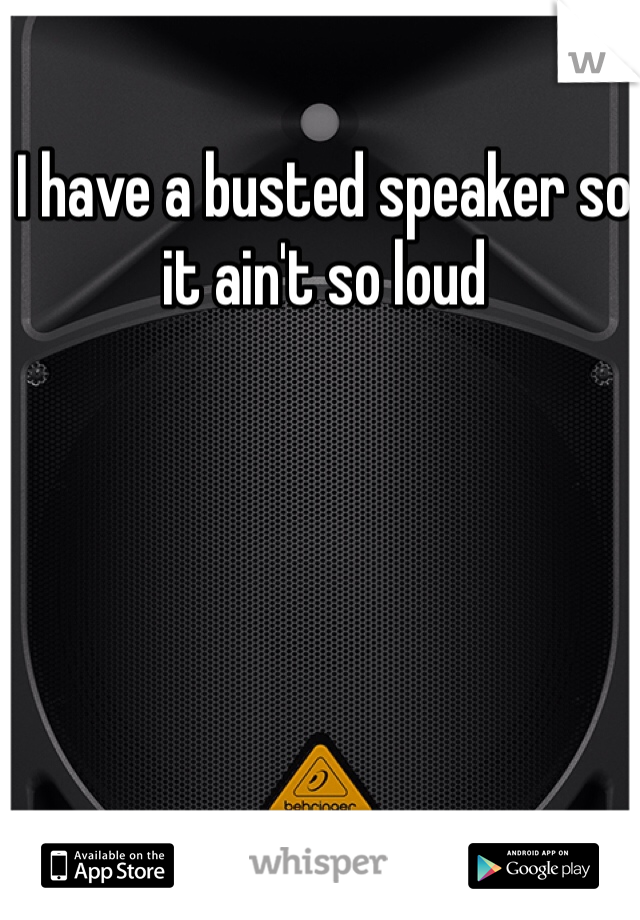 I have a busted speaker so it ain't so loud 
