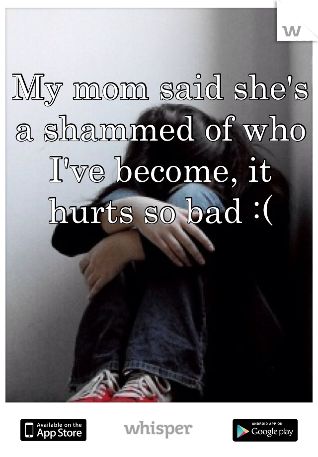 My mom said she's a shammed of who I've become, it hurts so bad :(