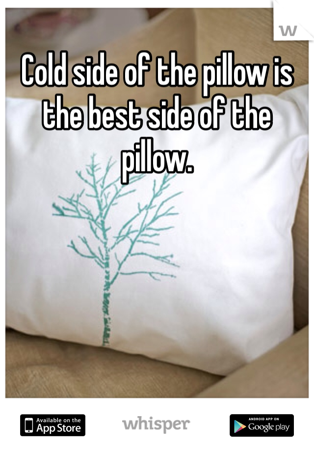 Cold side of the pillow is the best side of the pillow. 