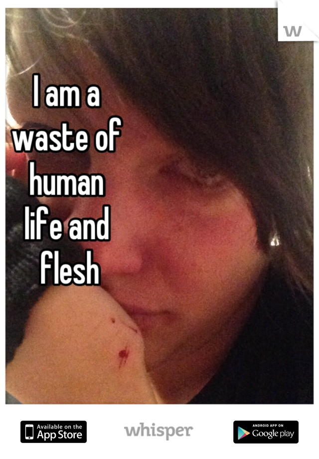 I am a 
waste of 
human 
life and
 flesh