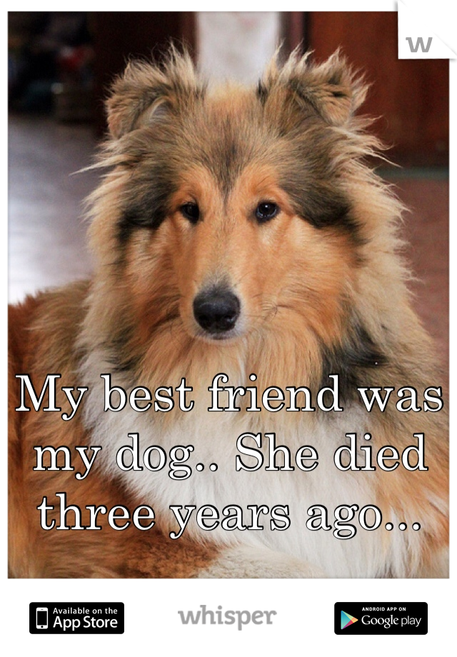 My best friend was my dog.. She died three years ago...