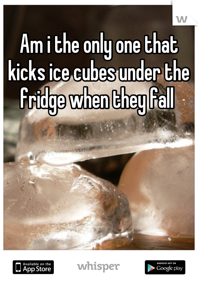 Am i the only one that kicks ice cubes under the fridge when they fall 